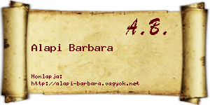 Alapi Barbara névjegykártya